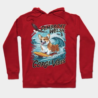 Pembroke Welsh Corgi Surfer Tackles Epic Wave Hoodie